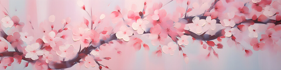 artistic abstract painting of cherry blossom flowers background banner