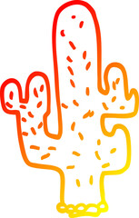 warm gradient line drawing of a cartoon cactus