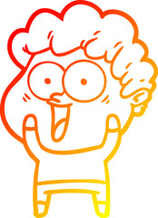 warm gradient line drawing of a cartoon happy man