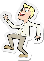 sticker of a cartoon man panicking