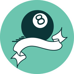 Obraz premium tattoo style icon with banner of 8 ball