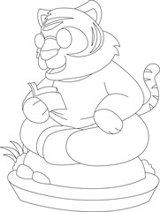 Tiger Reading Book Animal Vector Graphic Art Illustration