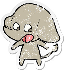 distressed sticker of a cute cartoon elephant