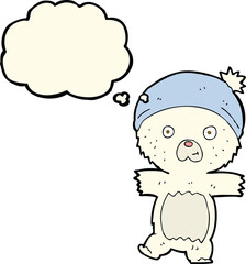 cartoon cute polar bear with thought bubble