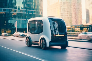 Fototapeta premium futuristic self-driving electric bus high technology
