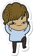 Obraz premium sticker of a cartoon happy woman