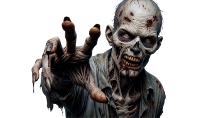 Horrifying Zombie Creature on Transparent Background