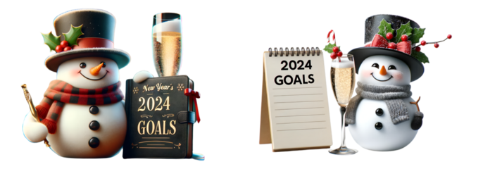 2024 New Year Goals on Transparent Background 