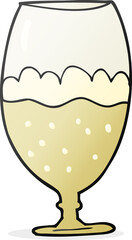 freehand drawn cartoon beer in glass