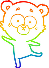 rainbow gradient line drawing of a worried bear cartoon