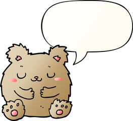 cute cartoon bear with speech bubble in smooth gradient style