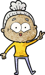 cartoon happy old woman