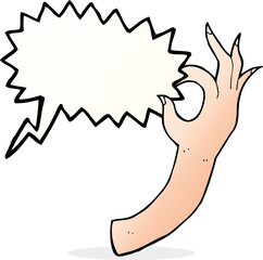 cartoon hand symbol with speech bubble