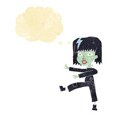 cartoon zombie girl with thought bubble