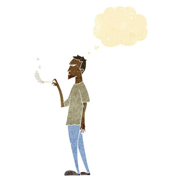 recommend clip art: cartoon annoyed smoker with thought bubble