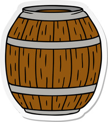hand drawn sticker cartoon doodle of a wooden barrel