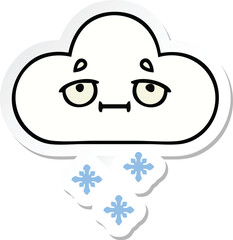 sticker of a cute cartoon snow cloud