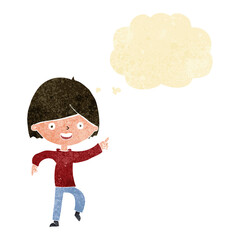 cartoon man pointing with thought bubble