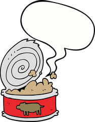 cartoon canned food with speech bubble