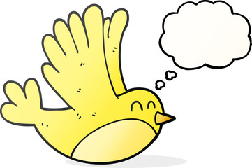 freehand drawn thought bubble cartoon bird