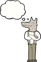 cartoon funny werewolf with thought bubble