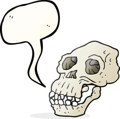 freehand drawn speech bubble cartoon ancient skull