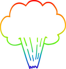 rainbow gradient line drawing of a cartoon gust of air