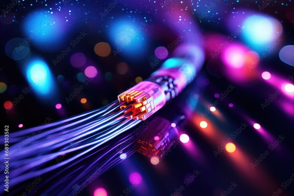 Poster a detailed close-up of a cable with a blurry background. suitable for various applications