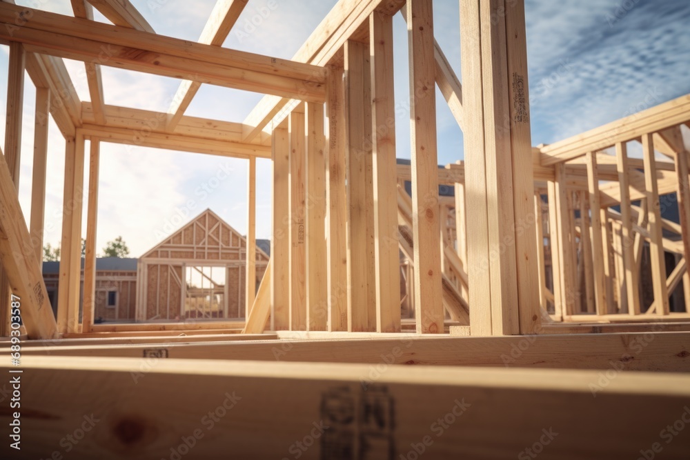 Poster a picture of a house in the process of being built. ideal for construction-related projects