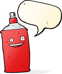 cartoon spray can with speech bubble