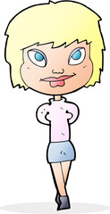 cartoon happy woman