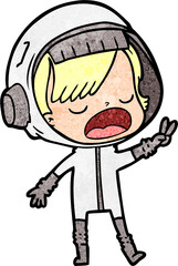 cartoon astronaut giving peace sign