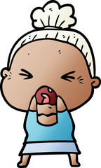 cartoon angry old woman