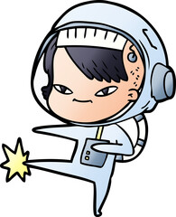 cartoon astronaut woman