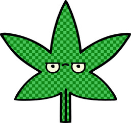 comic book style cartoon of a marijuana leaf