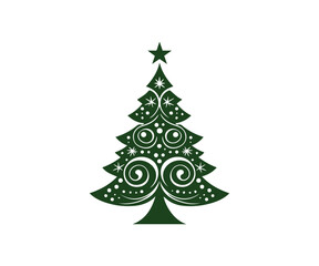 Christmas tree, modern flat design
