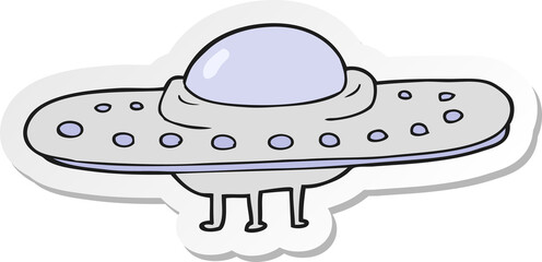 sticker of a cartoon flying saucer © lineartestpilot