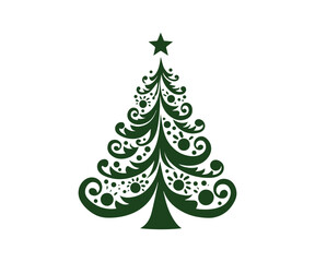  Christmas tree, modern flat design