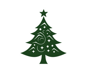  Christmas tree, modern flat design