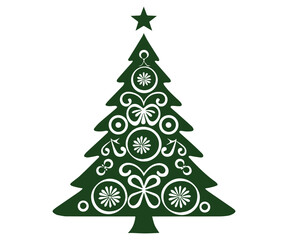  Christmas tree, modern flat design