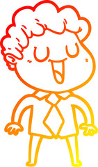 warm gradient line drawing of a laughing cartoon man
