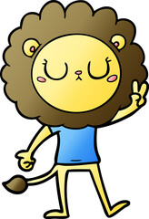 cartoon lion giving peac sign