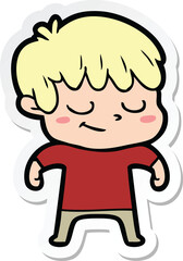 sticker of a happy cartoon boy