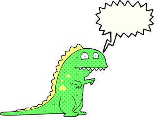 freehand drawn comic book speech bubble cartoon dinosaur