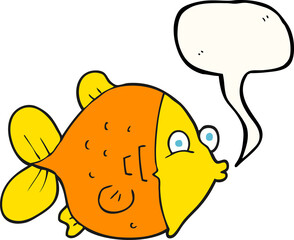 freehand drawn speech bubble cartoon funny fish