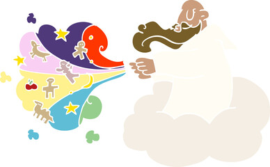 cartoon doodle god creating universe