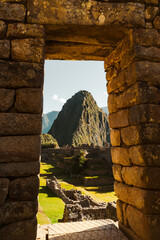 ruins at Machu Picchu the old inca city in Peru at sunrise 