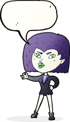 cartoon vampire girl with speech bubble