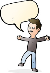 cartoon startled boy with speech bubble