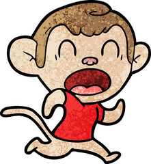 Obraz na płótnie Canvas shouting cartoon monkey running